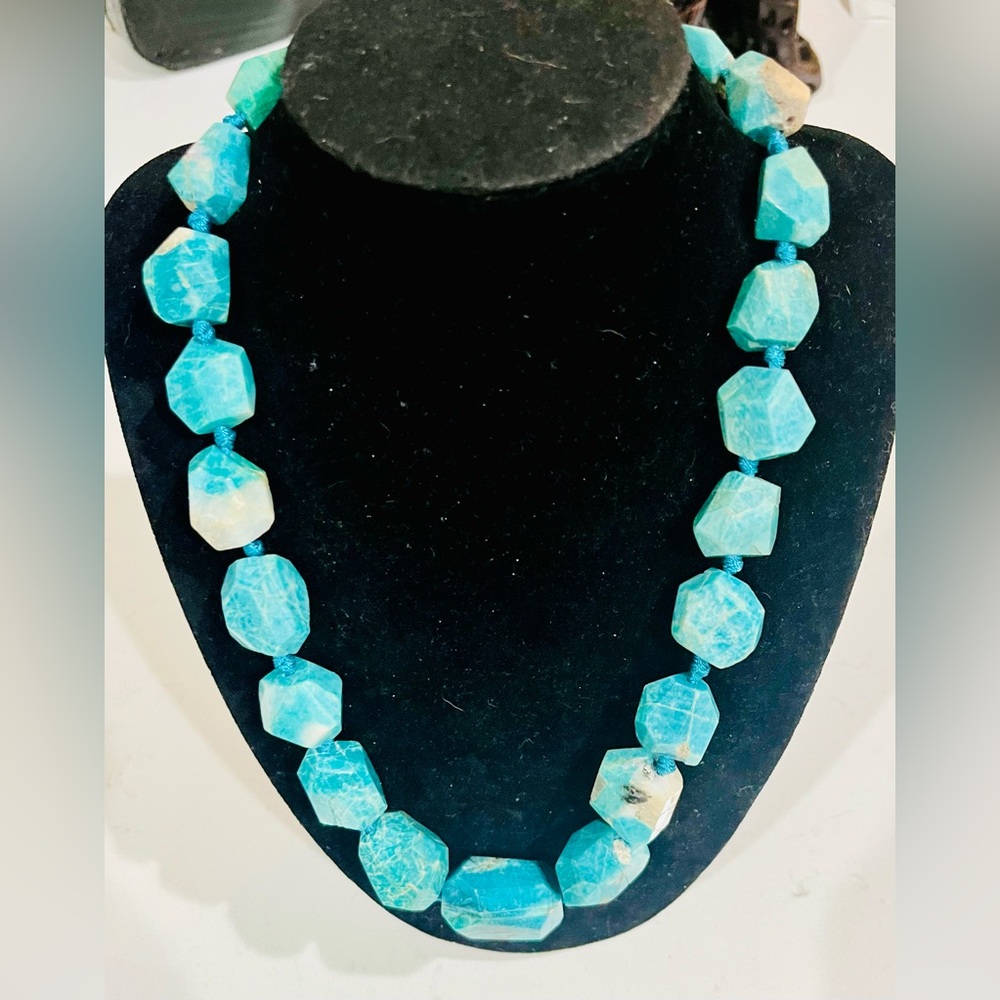 Chunky Amazonite Nugget Necklace | Sterling Silver Clasp | 20” + Extender